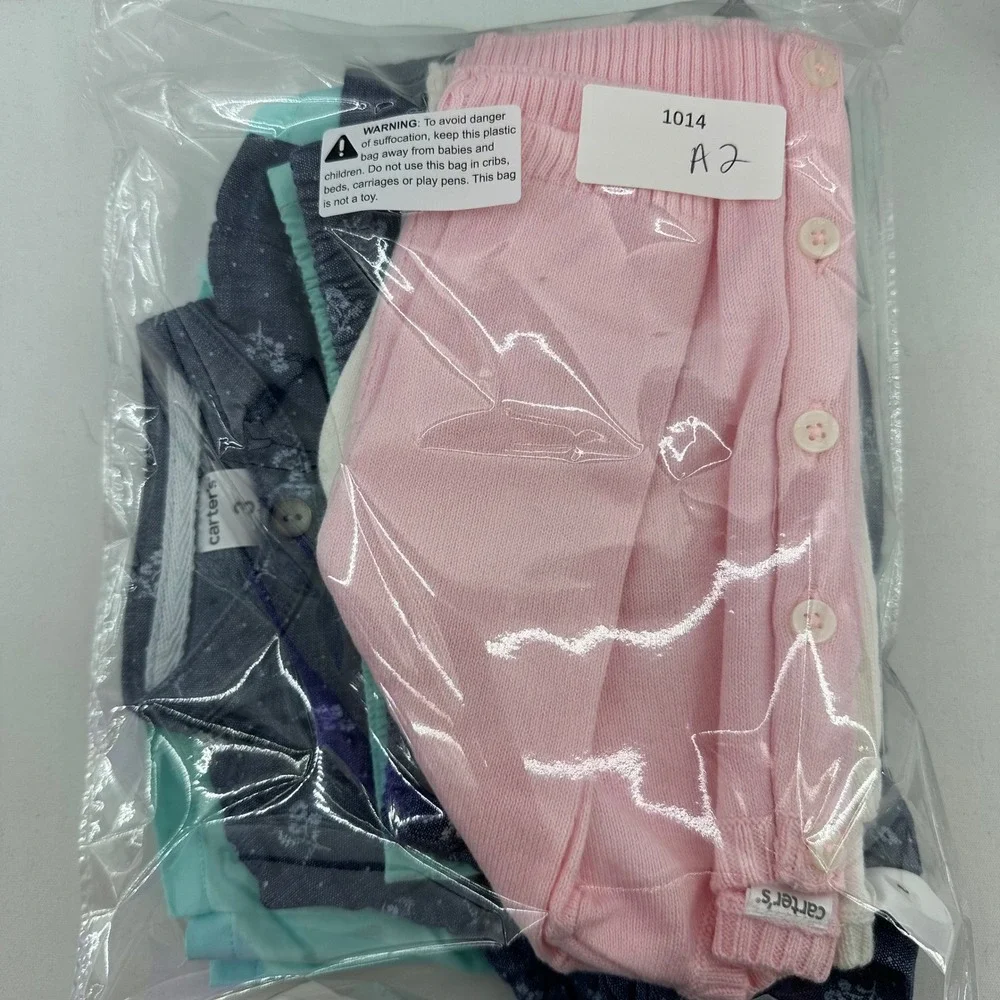 Carter's Dress Cardigan Set Baby‎ Girl 3M Pink Teal White Excellent Floral 6pc